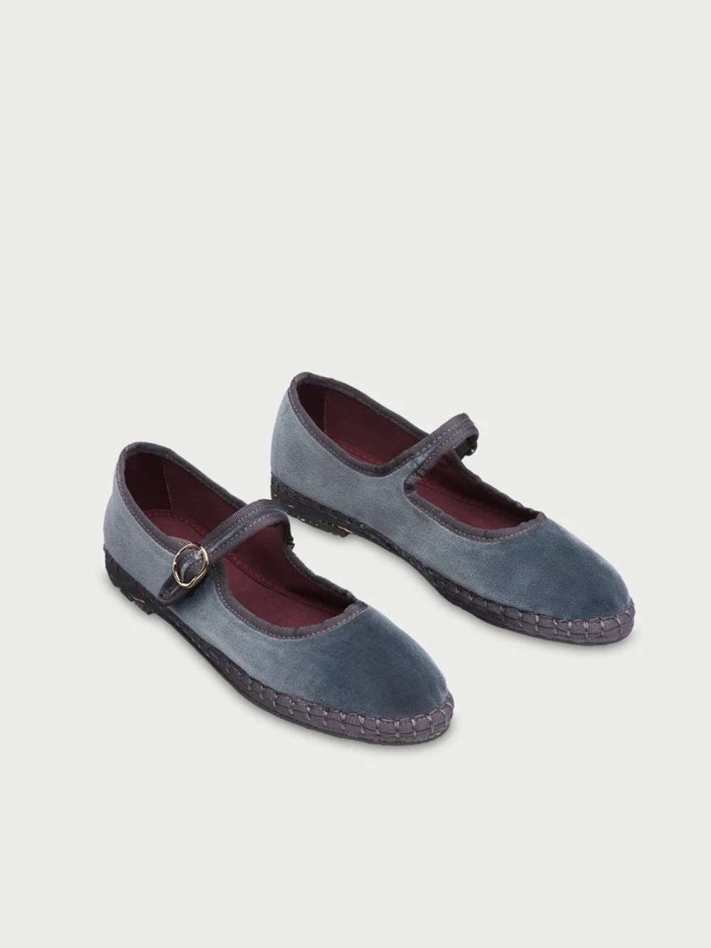 Flabelus Javert Velvet Mary Jane Flats Gray Cotton Velvet Shoes EU 40 NWT